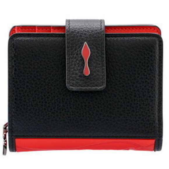 Christian Louboutin Paloma Bifold Wallet Black Red - Picture 2 of 7